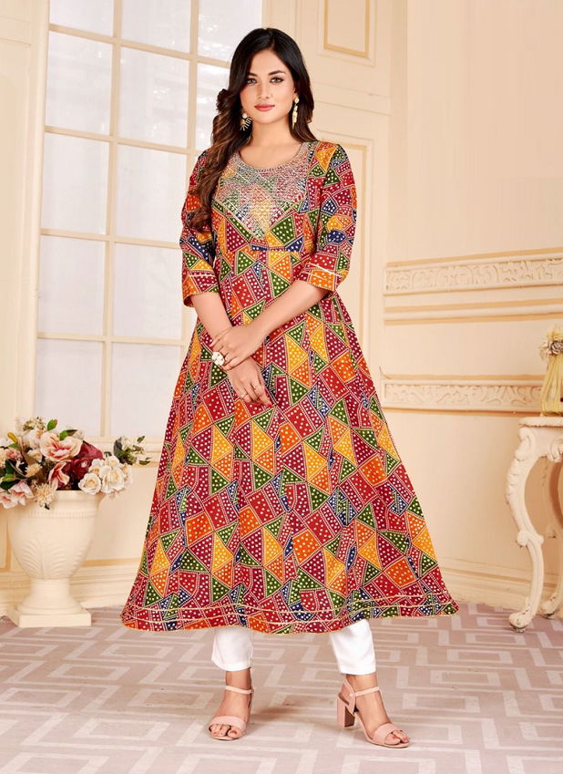 Smit Bindi Gown Fancy Ethnic Wear Wholesale Cotton Printed Kurtis